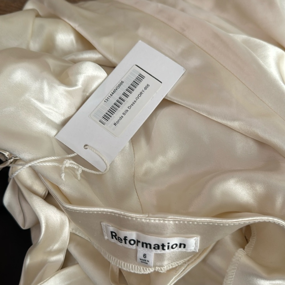 NEW NWT Reformation Ronda silk dress ivory - Picture 5 of 5